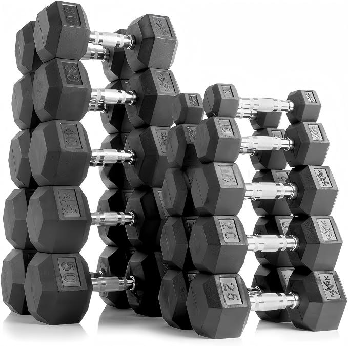 Home Gym Custom - Haltères hexagonaux en caoutchouc de qualité