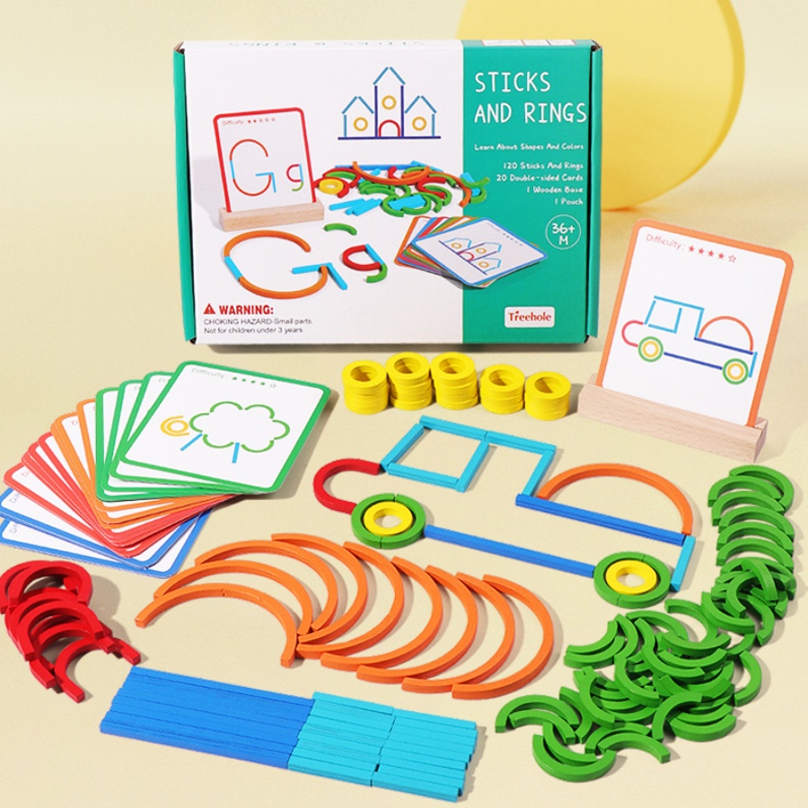Gymnastic Rings Wooden - Jouets de puzzle pour l'éducation précoce