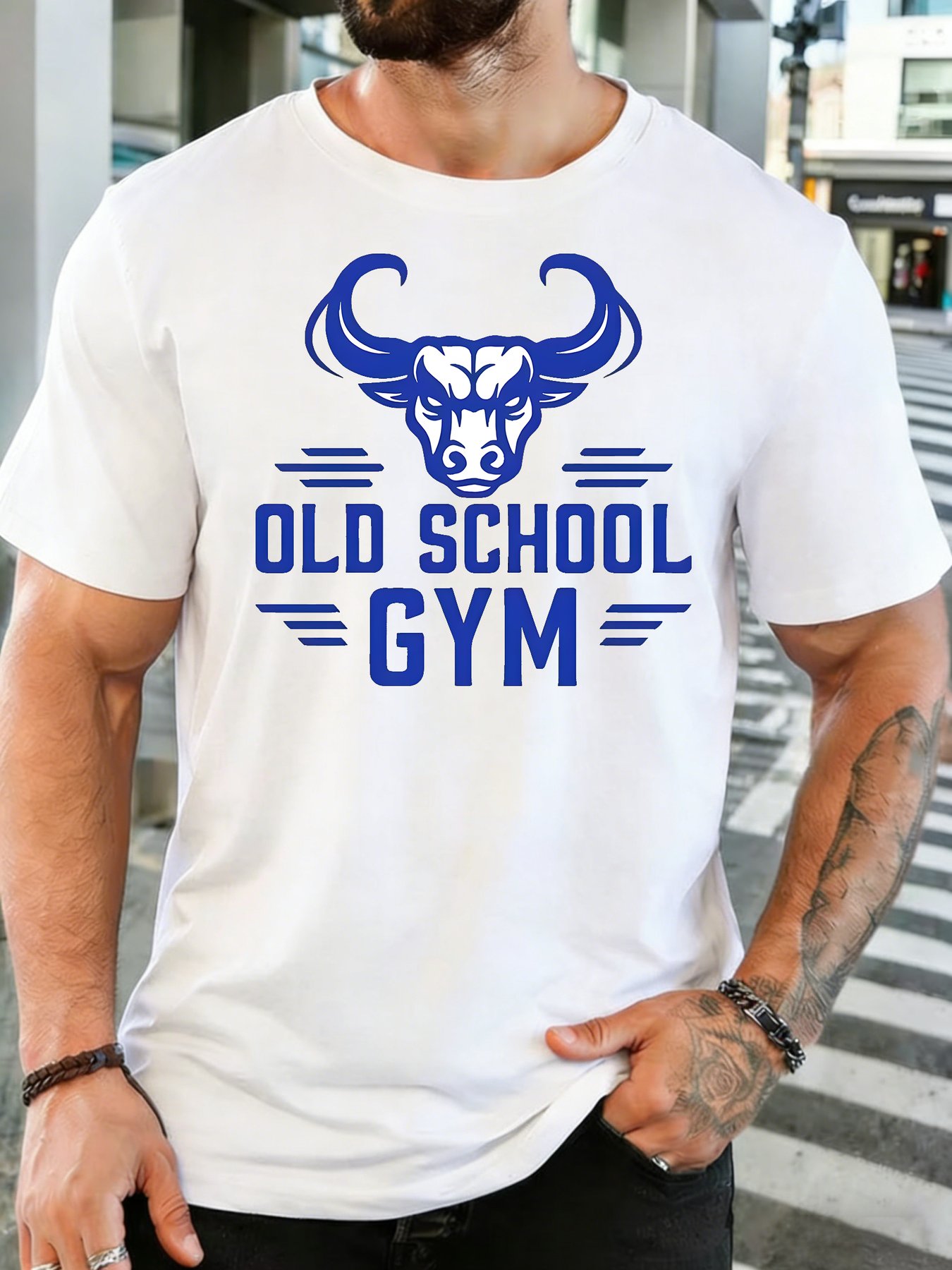 Home Gym Old School - T-shirt à col rond en coton