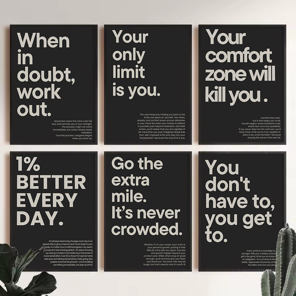 Affiche minimaliste noir et Be - Home Gym Interior Design avis et prix