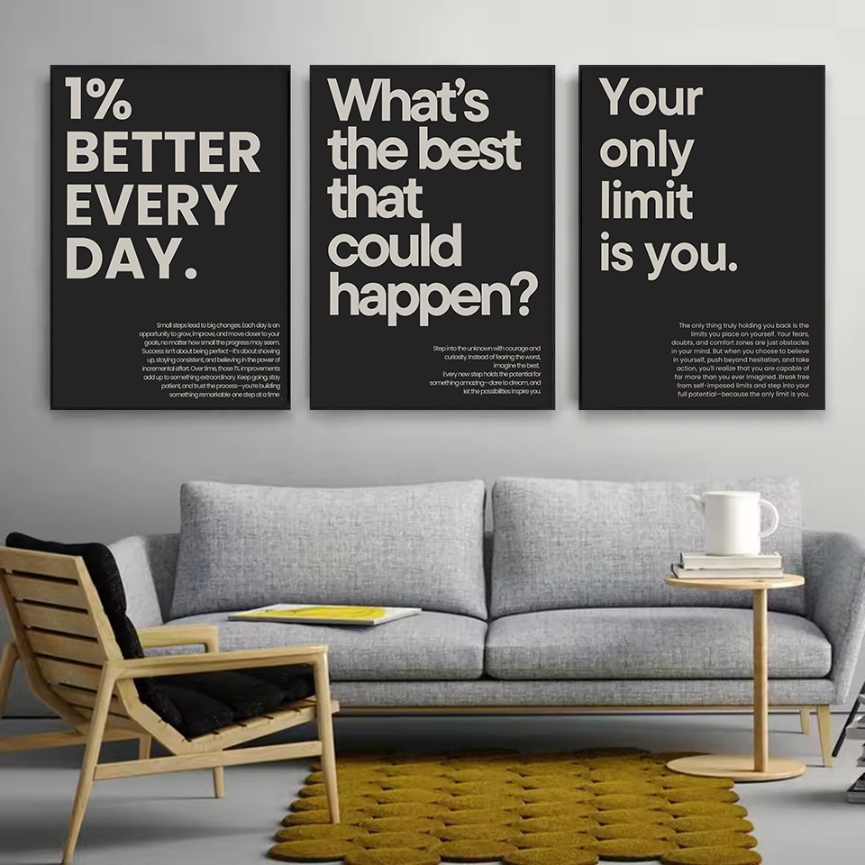 Affiche minimaliste noir et Be - Home Gym Interior Design avis et prix