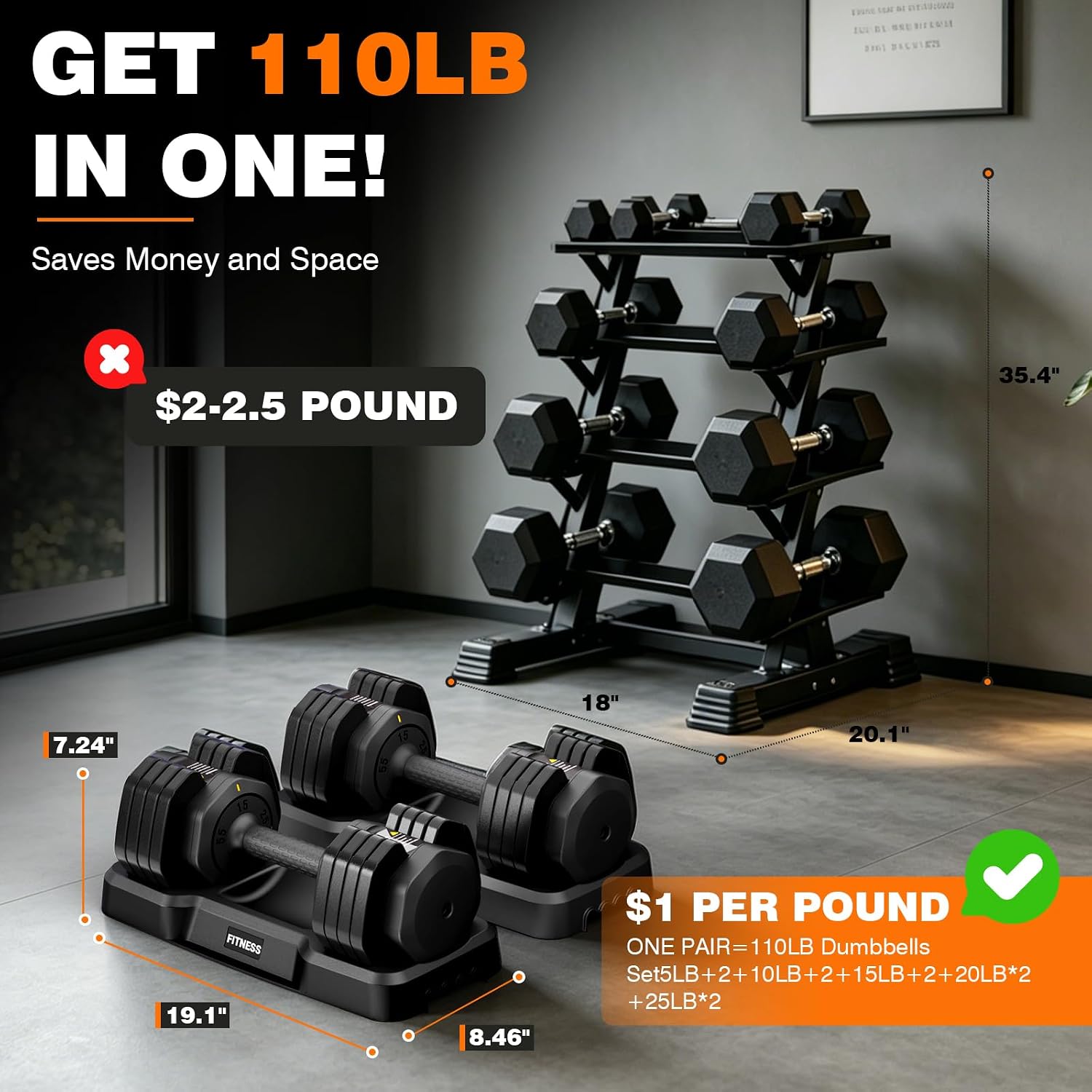 Ensemble d'haltères réglables, - Home Gym Custom avis et prix