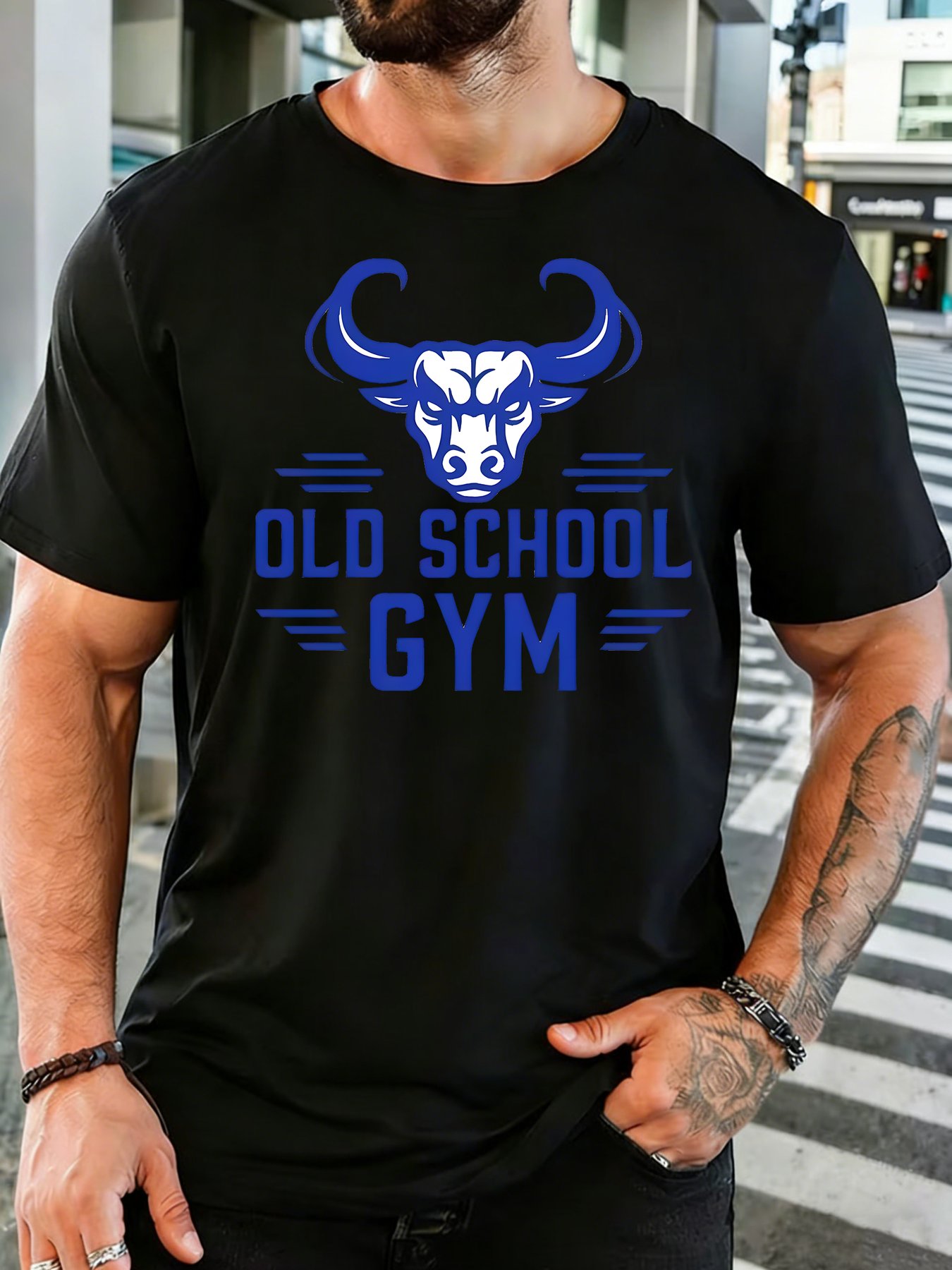 T-shirt à col rond en coton do - Home Gym Old School avis et prix